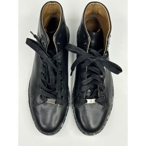 Frye Shoe Ivy High Top Women 7M Leather Black Marbled Bottoms NEW‎